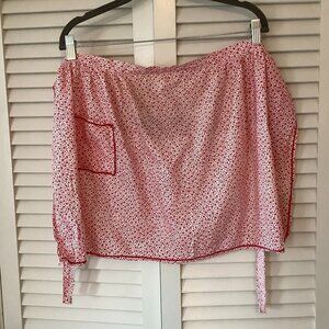 Handmade apron red print kitchen floral cottagecore